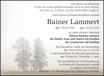 Traueranzeige von Rainer Lammert von Mitteldeutsche Zeitung Wittenberg