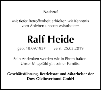 Traueranzeige von Ralf Heide von Mitteldeutsche Zeitung Merseburg/Querfurt