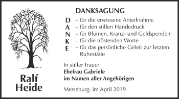 Traueranzeige von Ralf Heide von Super Sonntag Merseburg