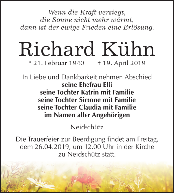 Traueranzeige von Richard Kühn von Mitteldeutsche Zeitung