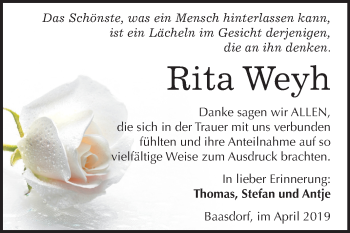 Traueranzeige von Rita Weyh von Mitteldeutsche Zeitung