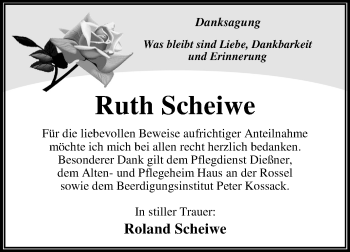 Traueranzeige von Ruth Scheiwe von Mitteldeutsche Zeitung Dessau-Roßlau