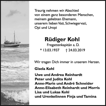 Traueranzeige von Rüdiger Kohl von Mitteldeutsche Zeitung Wittenberg