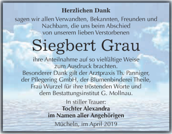 Traueranzeige von Siegbert Grau von WVG - Wochenspiegel Merseburg