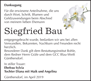 Traueranzeige von Siegfried Bau von Mitteldeutsche Zeitung