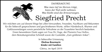 Traueranzeige von Siegfried Precht von Mitteldeutsche Zeitung