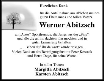 Traueranzeige von Werner Abitzsch von Mitteldeutsche Zeitung Dessau-Roßlau