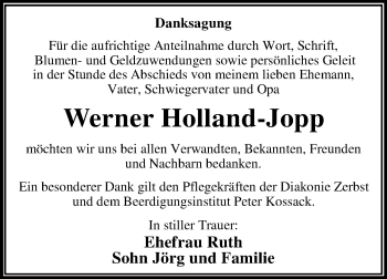 Traueranzeige von Werner Holland-Jopp von Mitteldeutsche Zeitung Wittenberg