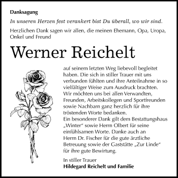 Traueranzeige von Werner Reichelt von Mitteldeutsche Zeitung Bitterfeld