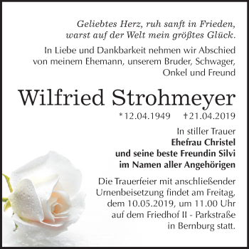 Traueranzeige von Wilfried Strohmeyer von Mitteldeutsche Zeitung