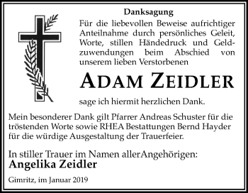 Traueranzeige von Adam Zeidler von Mitteldeutsche Zeitung Halle/Saalkreis