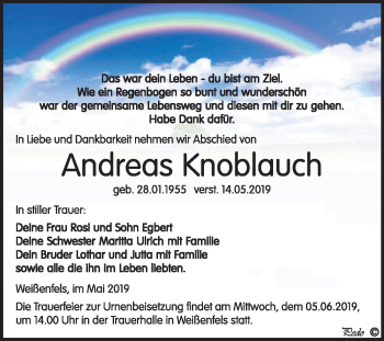 Traueranzeige von Andreas Knoblauch von Mitteldeutsche Zeitung