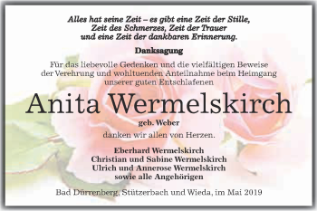 Traueranzeige von Anita Wermelskirch von Super Sonntag Merseburg