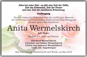 Traueranzeige von Anita Wermelskirch von Mitteldeutsche Zeitung