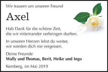 Traueranzeige von Axel  von Mitteldeutsche Zeitung