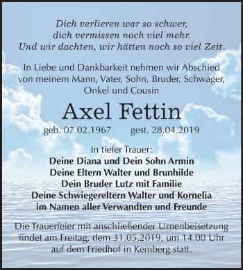 Traueranzeige von Axel Fettin von Mitteldeutsche Zeitung