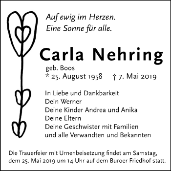 Traueranzeige von Carla Nehring von Mitteldeutsche Zeitung