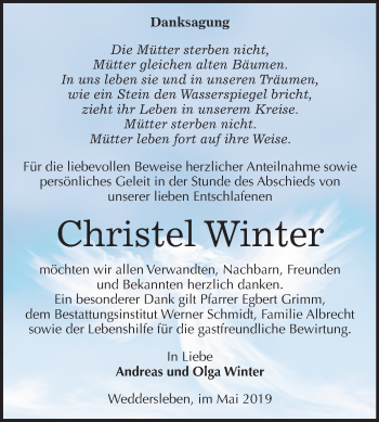 Traueranzeige von Christel Winter von Mitteldeutsche Zeitung