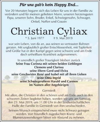 Traueranzeige von Christian Cyliax von Mitteldeutsche Zeitung