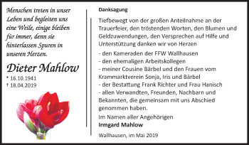 Traueranzeige von Dieter Mahlow von Mitteldeutsche Zeitung Sangerhausen