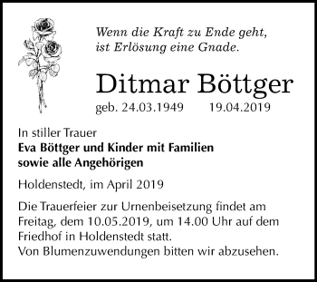Traueranzeige von Ditmar Böttger von Mitteldeutsche Zeitung
