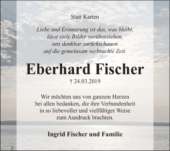 Traueranzeige von Eberhard Fischer von Mitteldeutsche Zeitung Merseburg/Querfurt