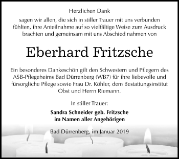 Traueranzeige von Eberhard Fritzsche von Mitteldeutsche Zeitung Merseburg/Querfurt