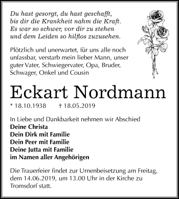 Traueranzeige von Eckart Nordmann von Mitteldeutsche Zeitung