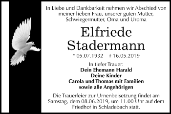 Traueranzeige von Elfriede Stadermann von Mitteldeutsche Zeitung