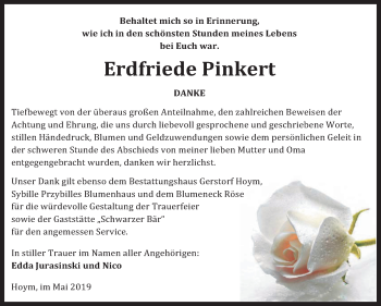 Traueranzeige von Erdfriede Pinkert von Mitteldeutsche Zeitung