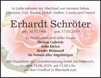 Traueranzeige von Erhardt Schröter von Super Sonntag Bernburg