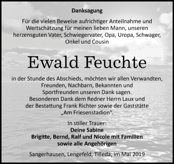 Traueranzeige von Ewald Feuchte von Mitteldeutsche Zeitung