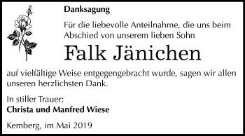 Traueranzeige von Falk Jänichen von Mitteldeutsche Zeitung