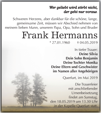 Traueranzeige von Frank Hermanns von Mitteldeutsche Zeitung Merseburg/Querfurt