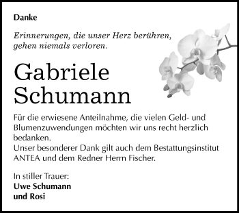Traueranzeige von Gabriele Schumann von Mitteldeutsche Zeitung