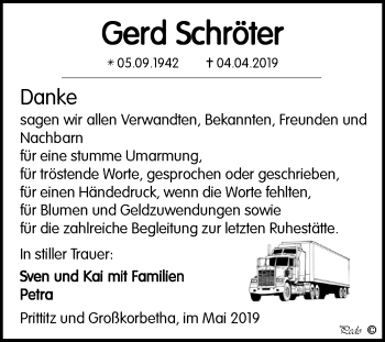 Traueranzeige von Gerd Schröter von WVG - Wochenspiegel NMB / WSF / ZTZ