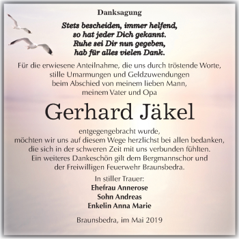 Traueranzeige von Gerhard Jäkel von Mitteldeutsche Zeitung Merseburg/Querfurt