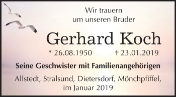Traueranzeige von Gerhard Koch von Mitteldeutsche Zeitung Sangerhausen