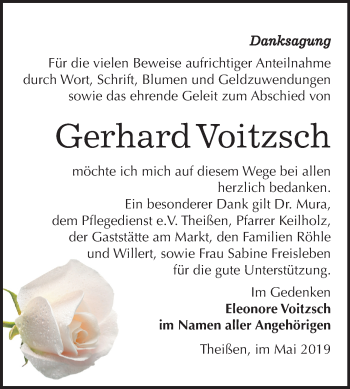 Traueranzeige von Gerhard Voitzsch von Mitteldeutsche Zeitung