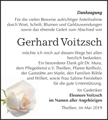 Traueranzeige von Gerhard Voitzsch von WVG - Wochenspiegel NMB / WSF / ZTZ