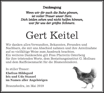 Traueranzeige von Gert Keitel von WVG - Wochenspiegel Merseburg