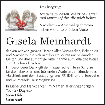 Traueranzeige von Gisela Meinhardt von WVG - Wochenspiegel Dessau / Köthen