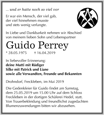 Traueranzeige von Guido Perrey von Mitteldeutsche Zeitung