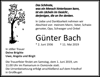 Traueranzeige von Günter Bach von Mitteldeutsche Zeitung
