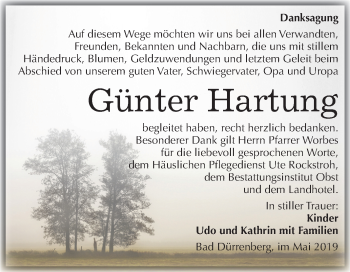 Traueranzeige von Günter Hartung von Mitteldeutsche Zeitung Merseburg/Querfurt