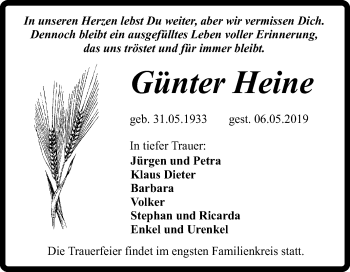Traueranzeige von Günter Heine von Mitteldeutsche Zeitung