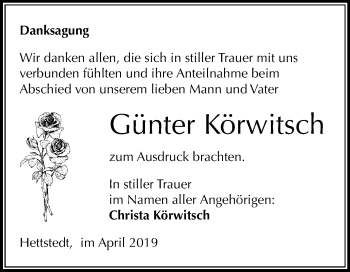 Traueranzeige von Günter Körwitsch von Mitteldeutsche Zeitung