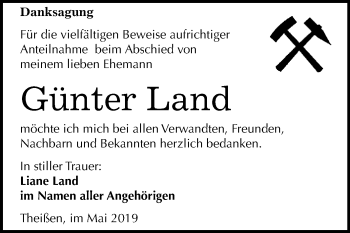 Traueranzeige von Günter Land von WVG - Wochenspiegel NMB / WSF / ZTZ