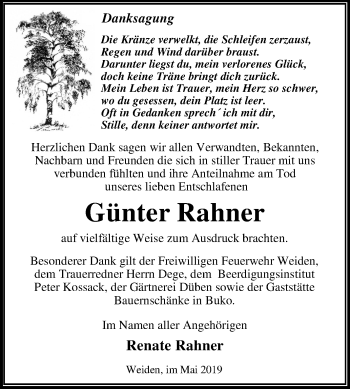 Traueranzeige von Günter Rahner von Mitteldeutsche Zeitung