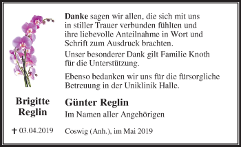 Traueranzeige von Günter Reglin von Mitteldeutsche Zeitung